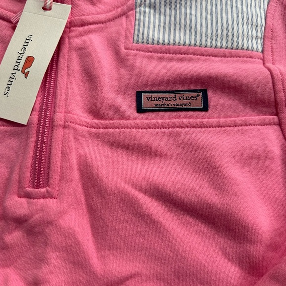 Vineyard Vines Pink and White Quarter-Zip Hoodie - Picture 4 of 6